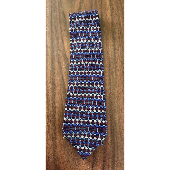 Vintage Men’s J. Garcia Abstract Geometric Tie All 100% Silk Purple Maroon Black - Picture 1 of 5